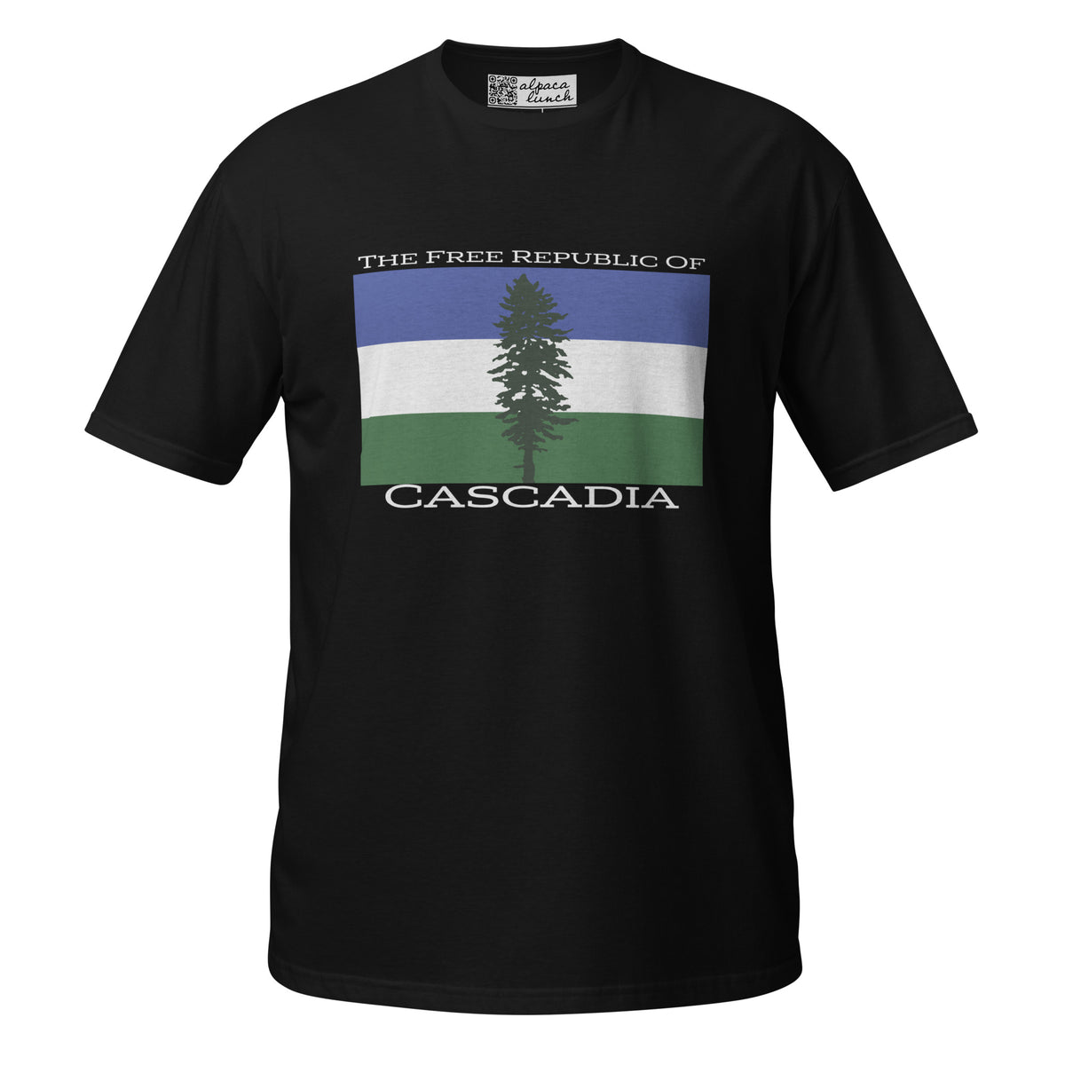 Free Republic of Cascadia unisex tee in Black, front view