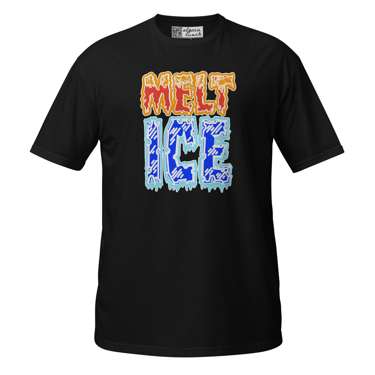 MELT ICE unisex tee in Black, front view