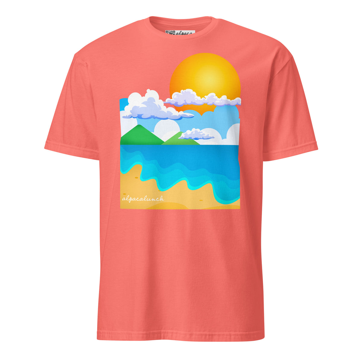 Beach Vibes unisex tee in Coral Silk, front view