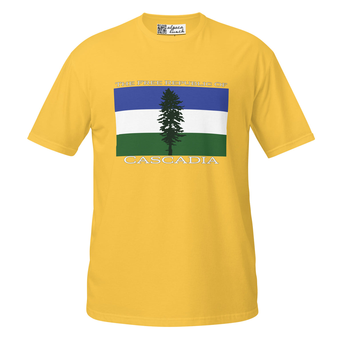 Free Republic of Cascadia unisex tee in Daisy, front view