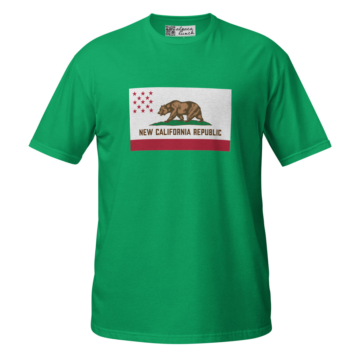 New California Republic unisex tee in Irish Green, front view