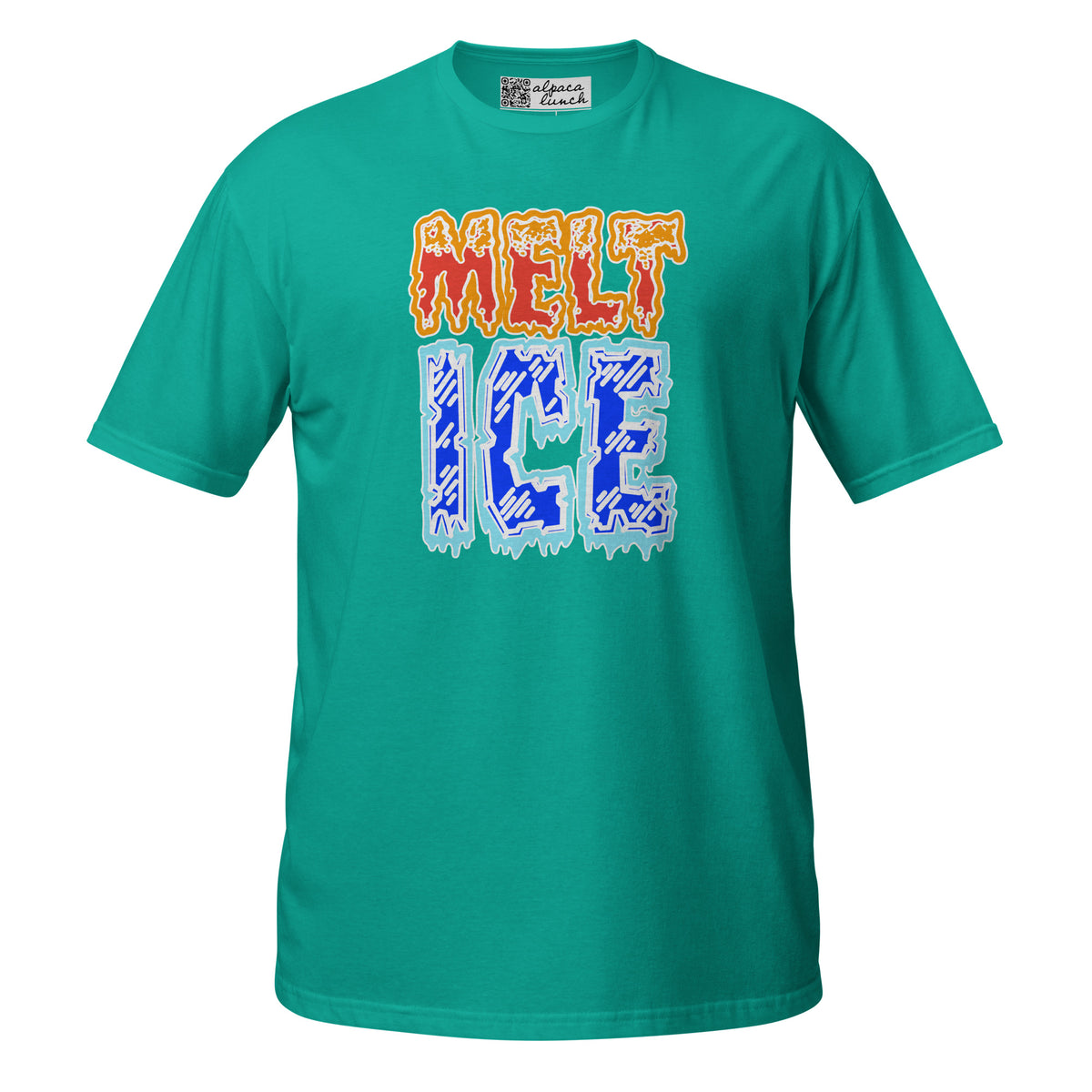 MELT ICE unisex tee in Jade Dome, front view
