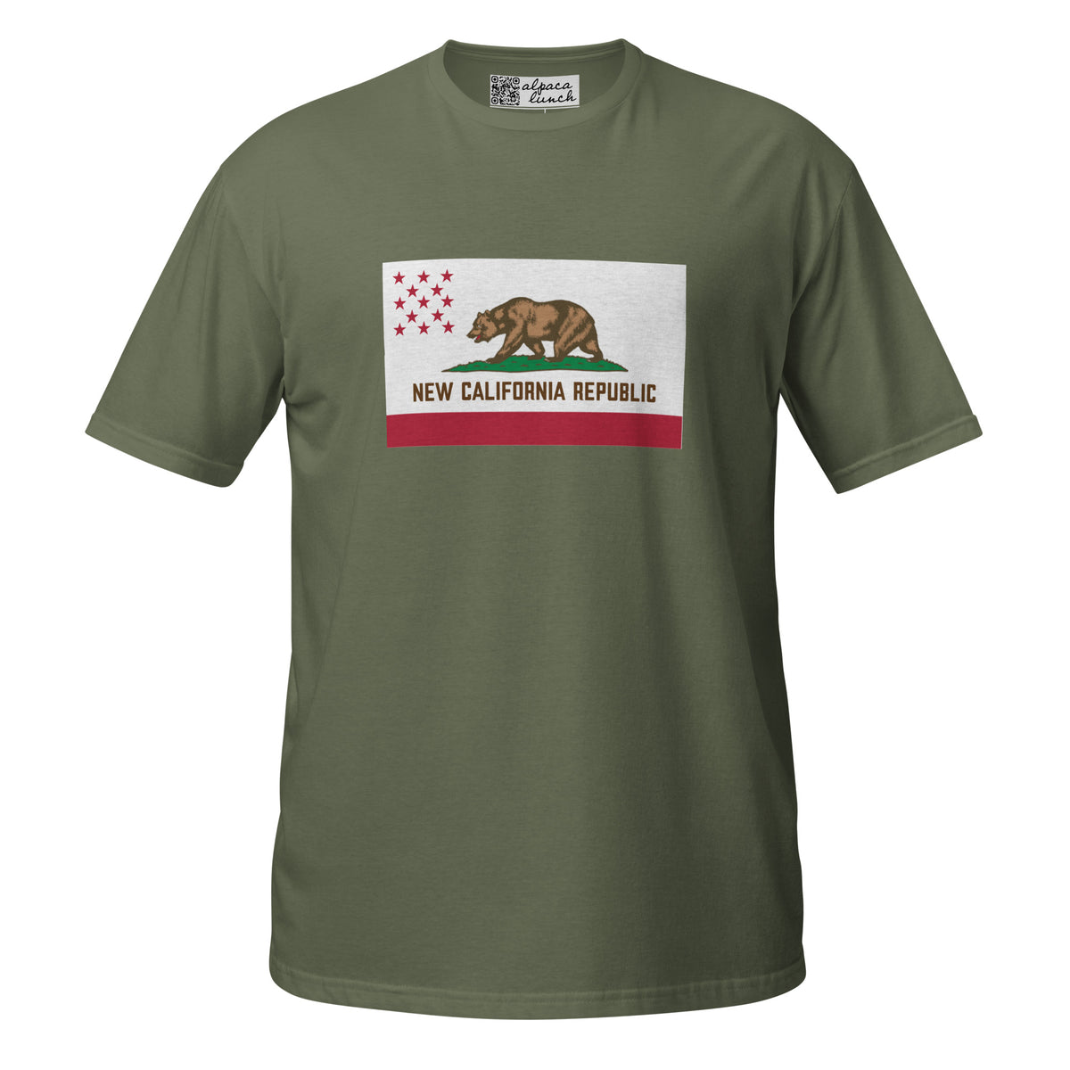 New California Republic unisex tee in Military Green, front view