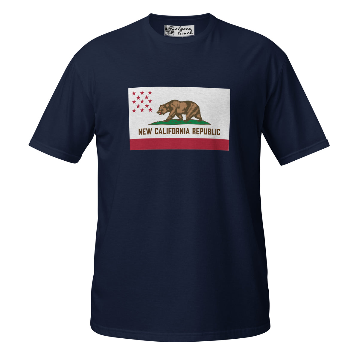New California Republic unisex tee in Navy, front view