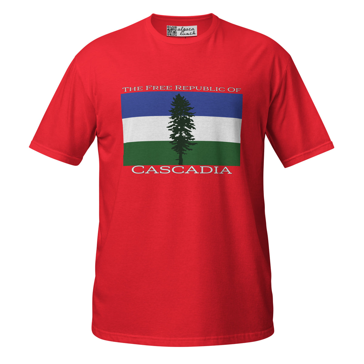 Free Republic of Cascadia unisex tee in Red, front view