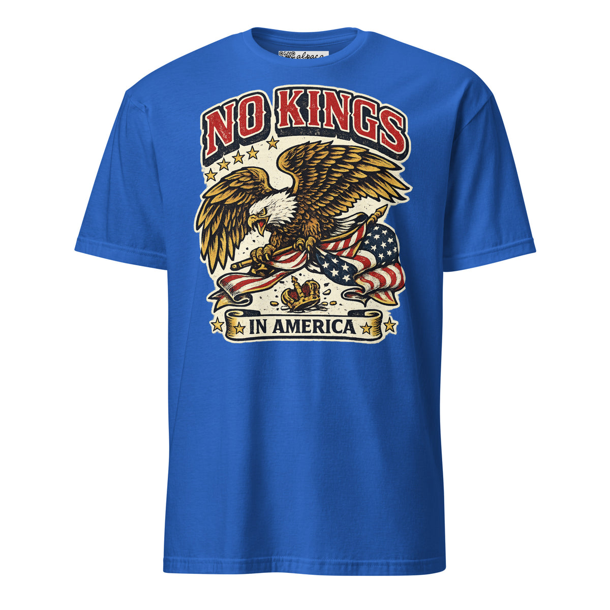 No Kings in America Eagle unisex tee in Royal, front view
