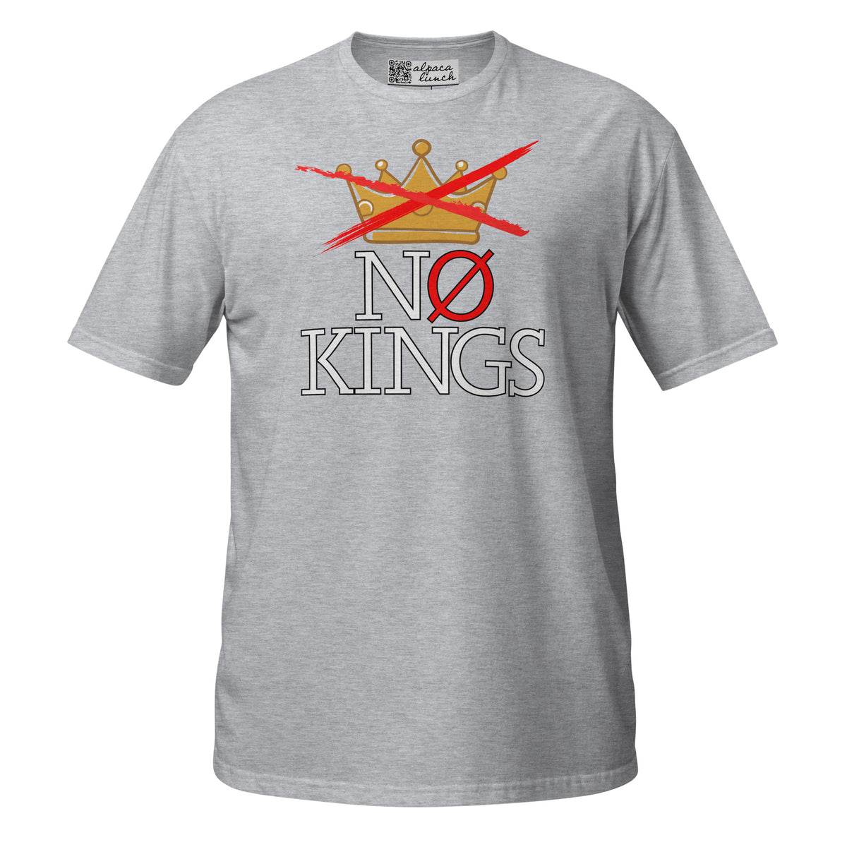 No Kings Crown unisex tee in Sport Grey, front view