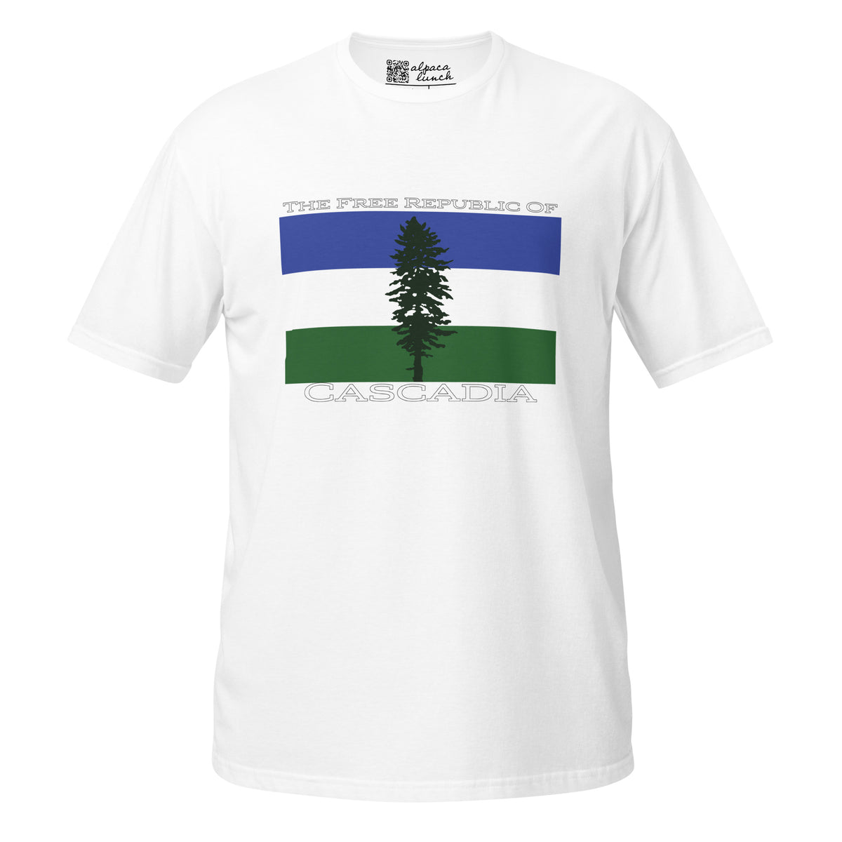 Free Republic of Cascadia unisex tee in White, front view