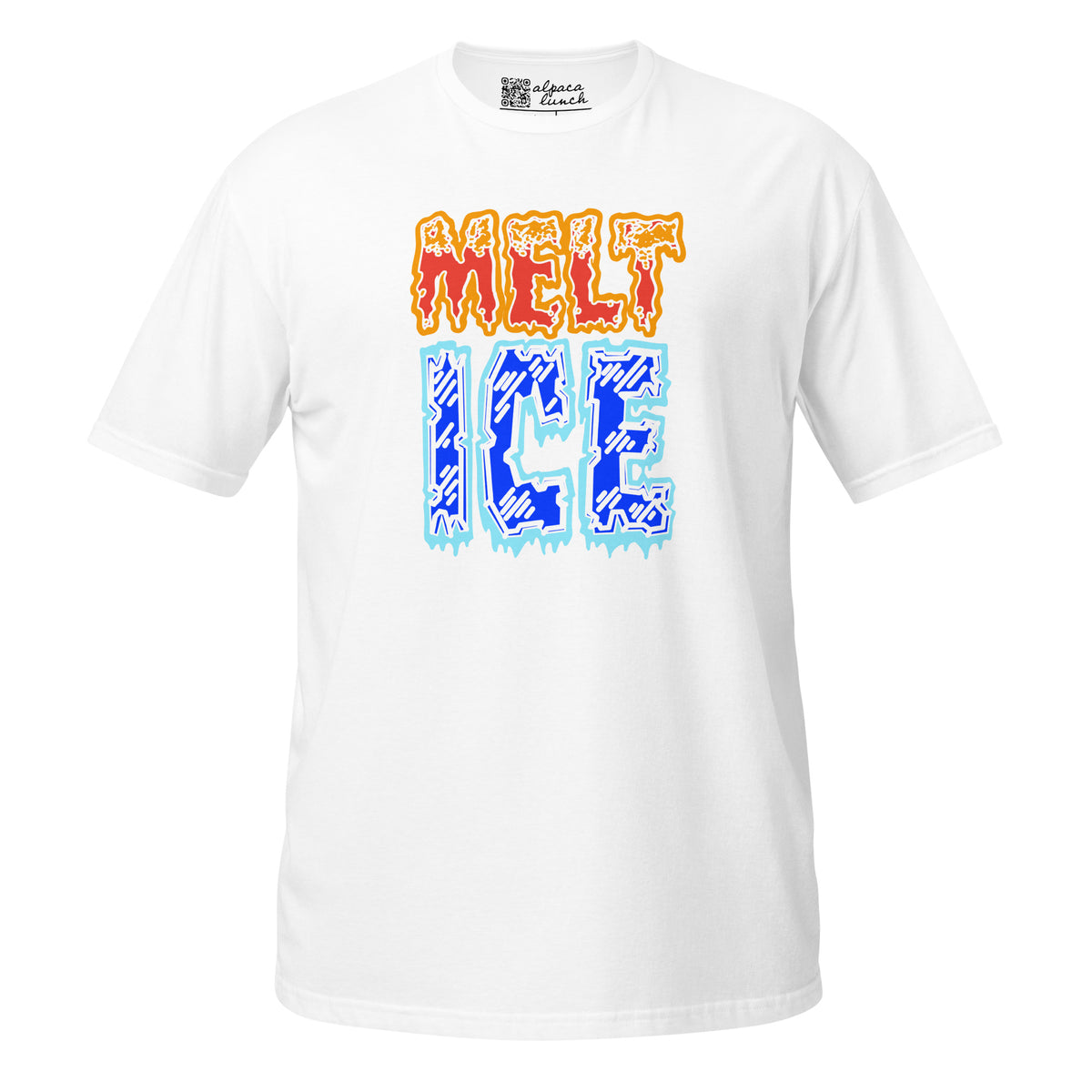 MELT ICE unisex tee in White, front view