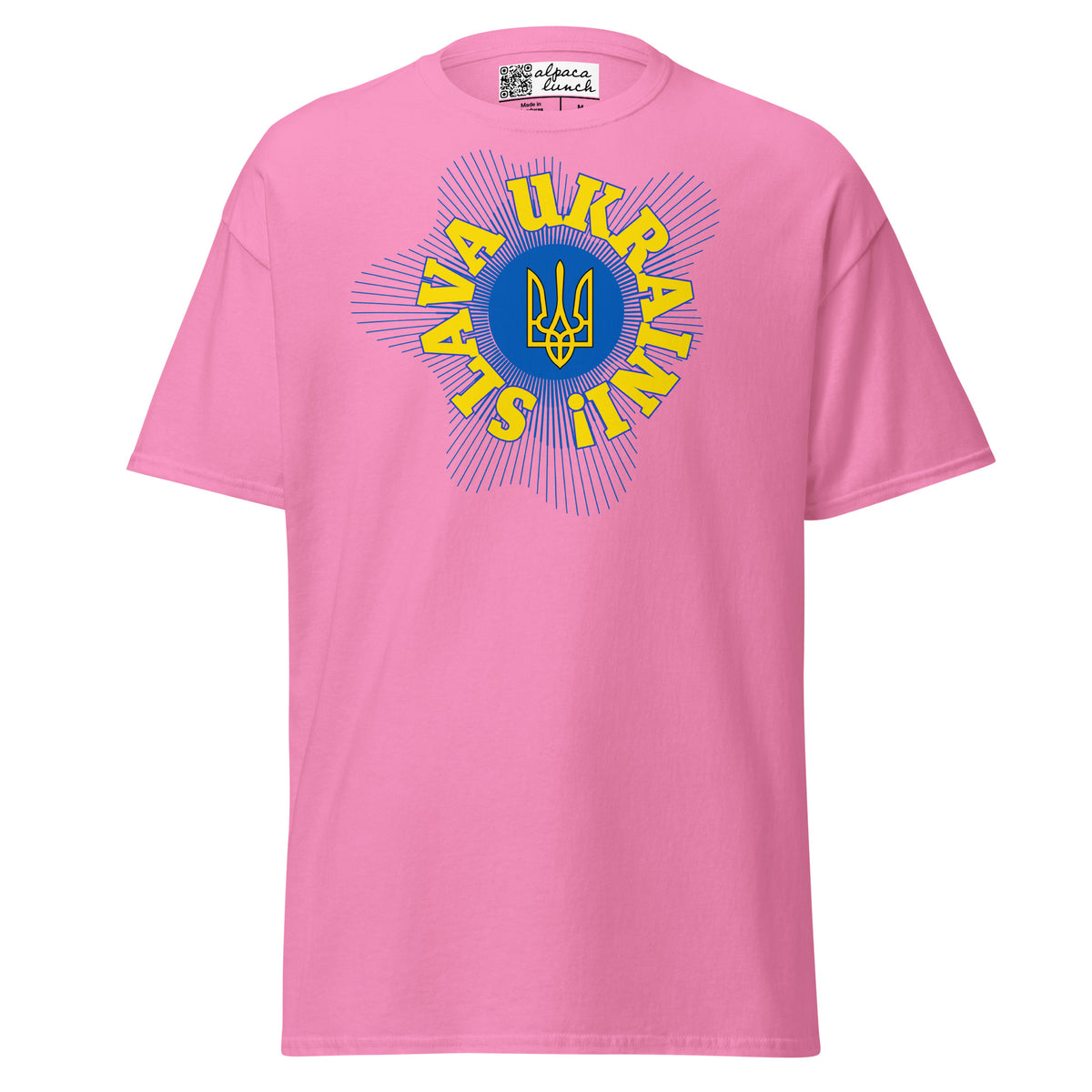 Tryzub classic tee in Azalea, front view