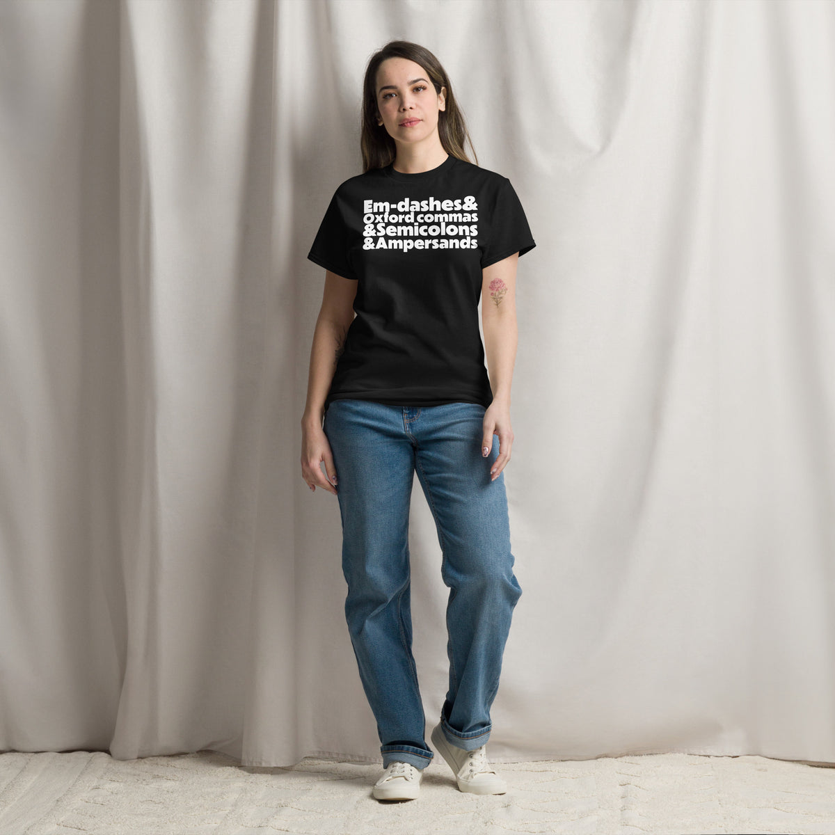 E&O&S&A Dark classic tee in Black, front view