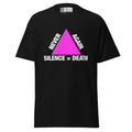 Never Again Silence = Death classic tee in Black, front view