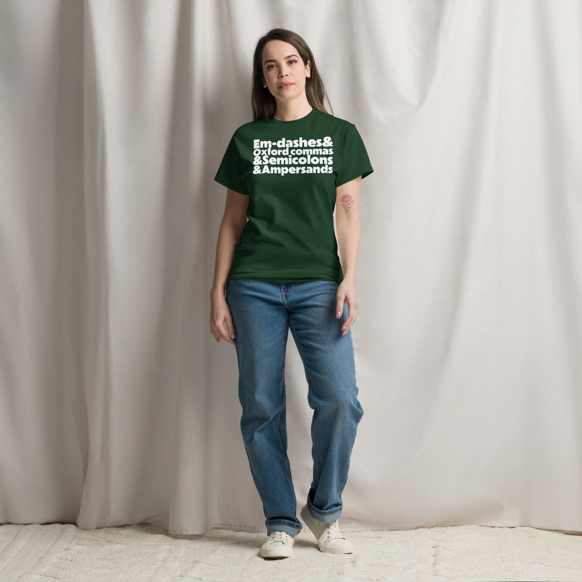 E&O&S&A Dark classic tee in Forest Green, front view