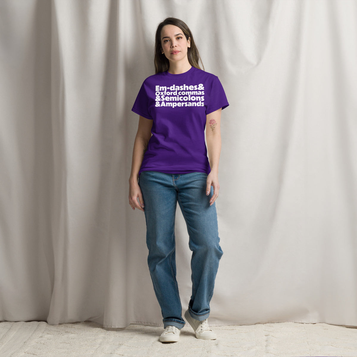E&O&S&A Dark classic tee in Purple, front view