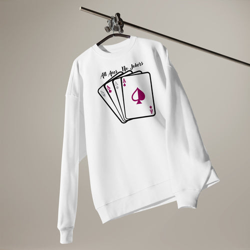 All Aces, No Jokers oversized sweatshirt, front view