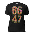 8647 Flowers unisex tee in Black Heather, front view