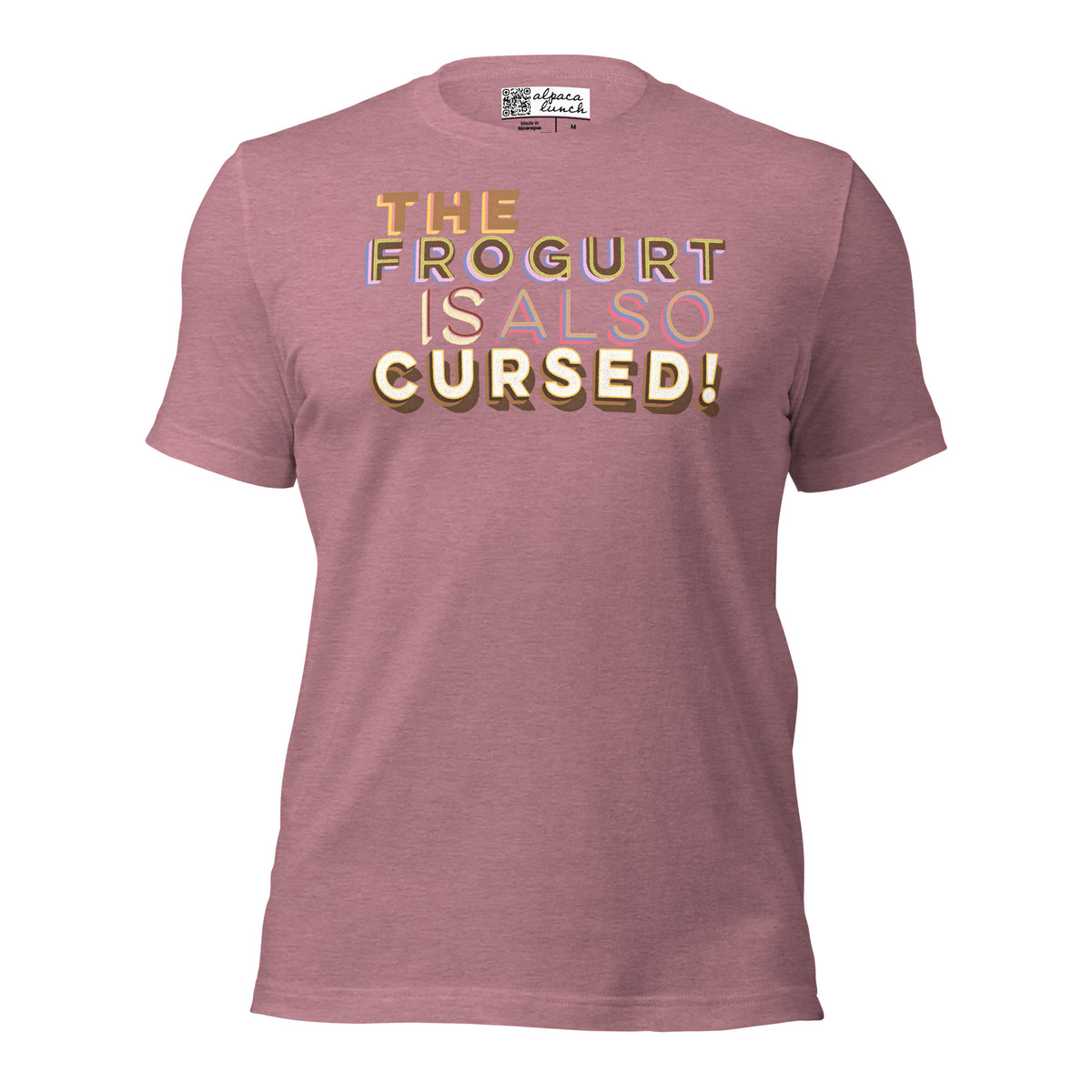 Mmmm, Frogurt! unisex tee in Heather Orchid, front view
