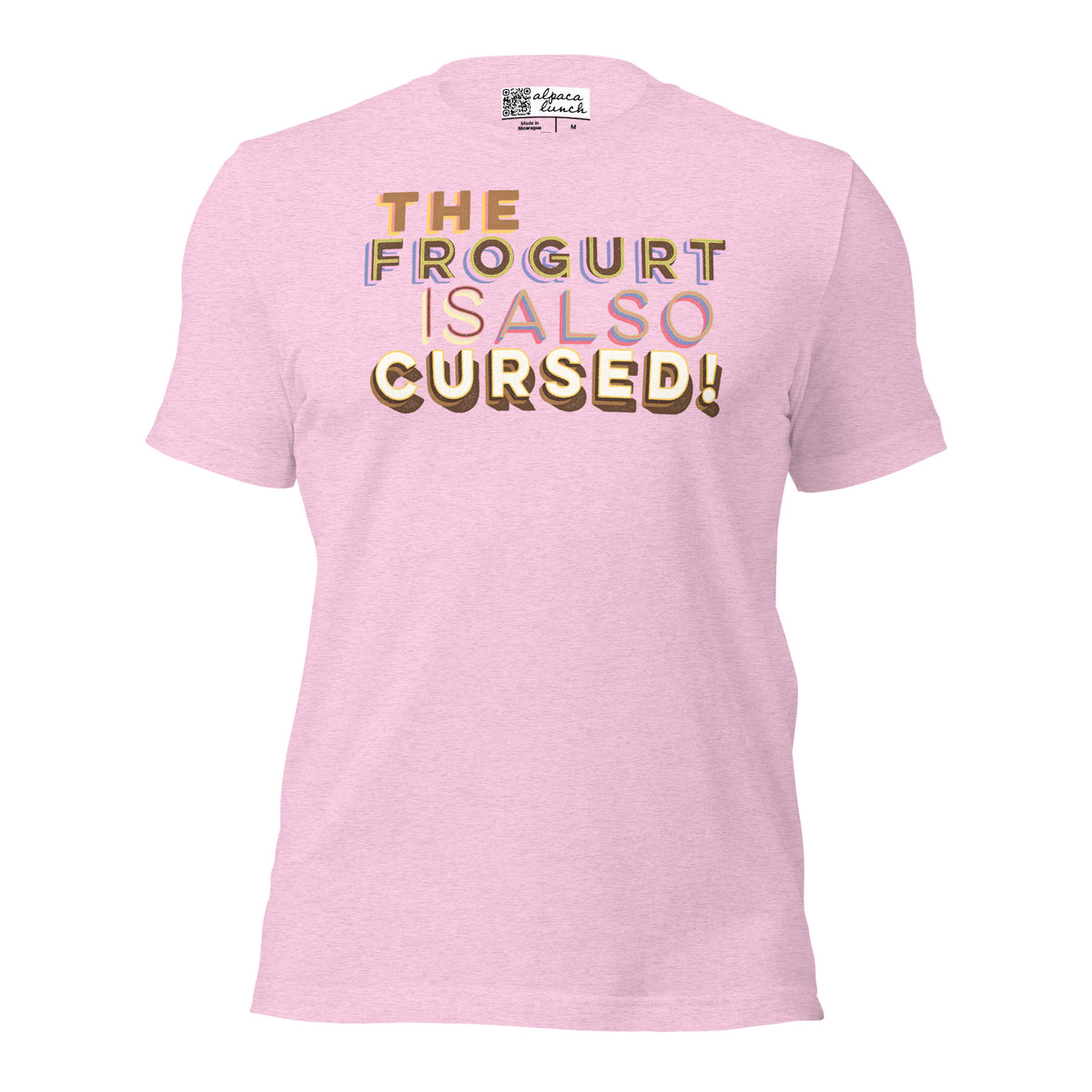 Mmmm, Frogurt! unisex tee in Heather Prism Lilac, front view