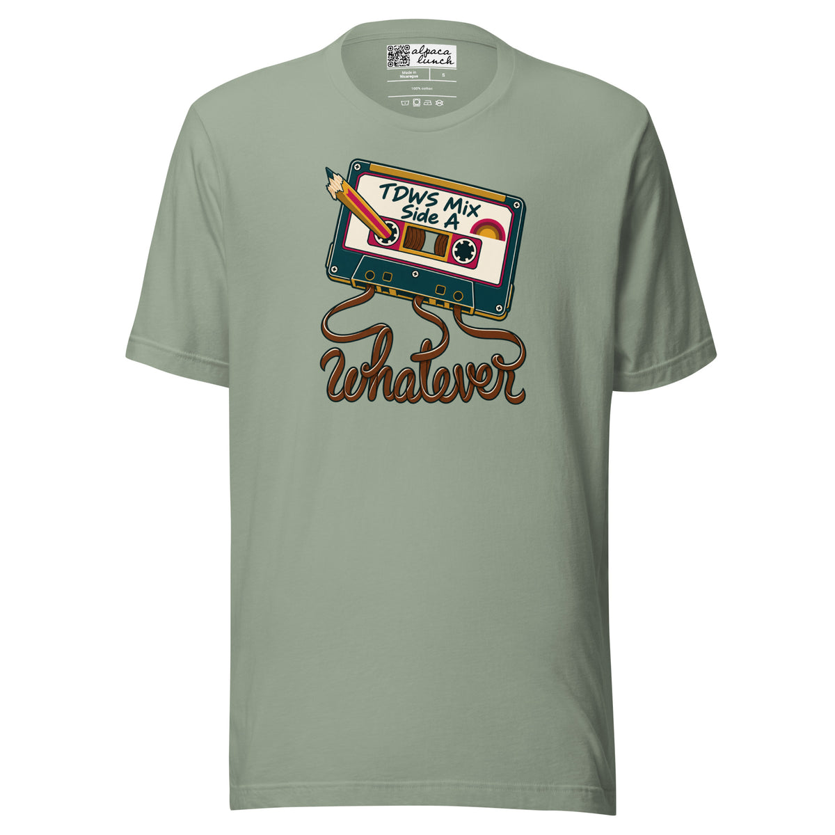 Whatever. mixtape unisex tee in Sage, front view