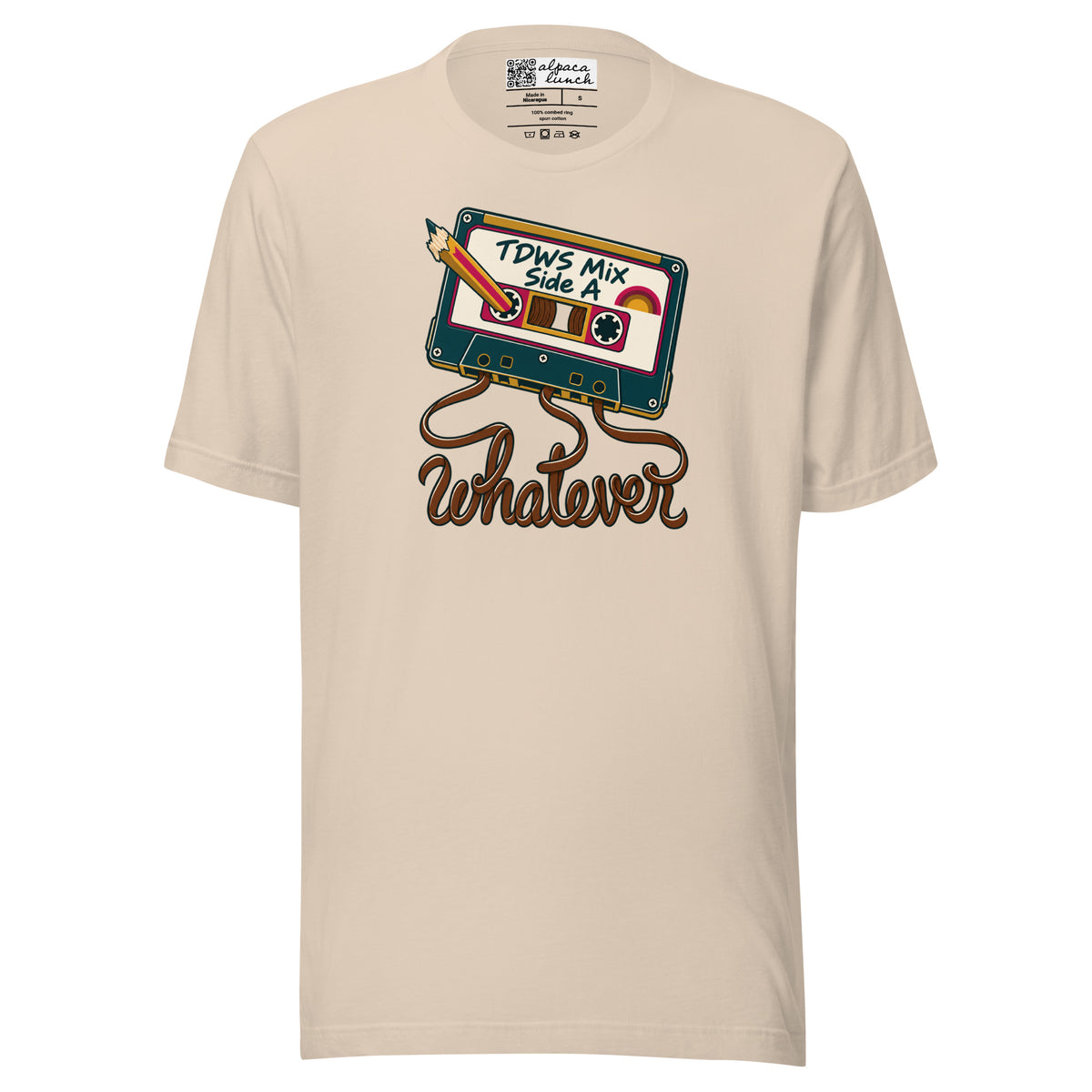 Whatever. mixtape unisex tee in Soft Cream, front view