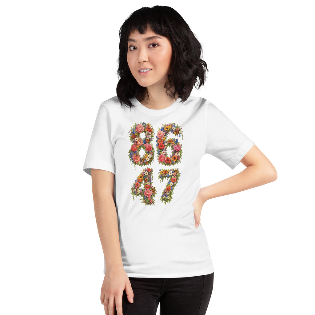 8647 Flowers unisex tee in White, front view
