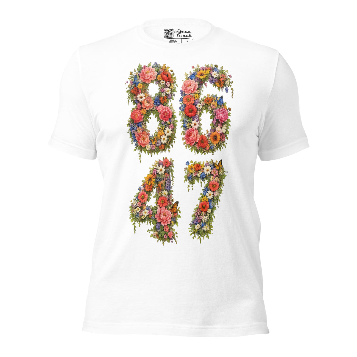 8647 Flowers unisex tee in White, front view