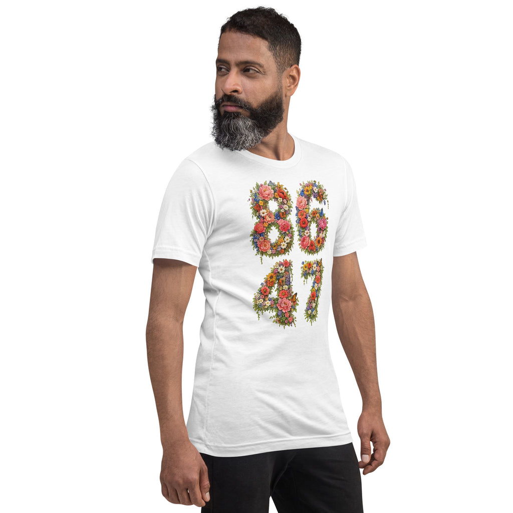 8647 Flowers unisex tee in White, right front view