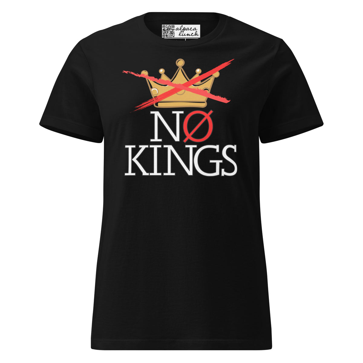No Kings Crown women’s tee in Black, front view