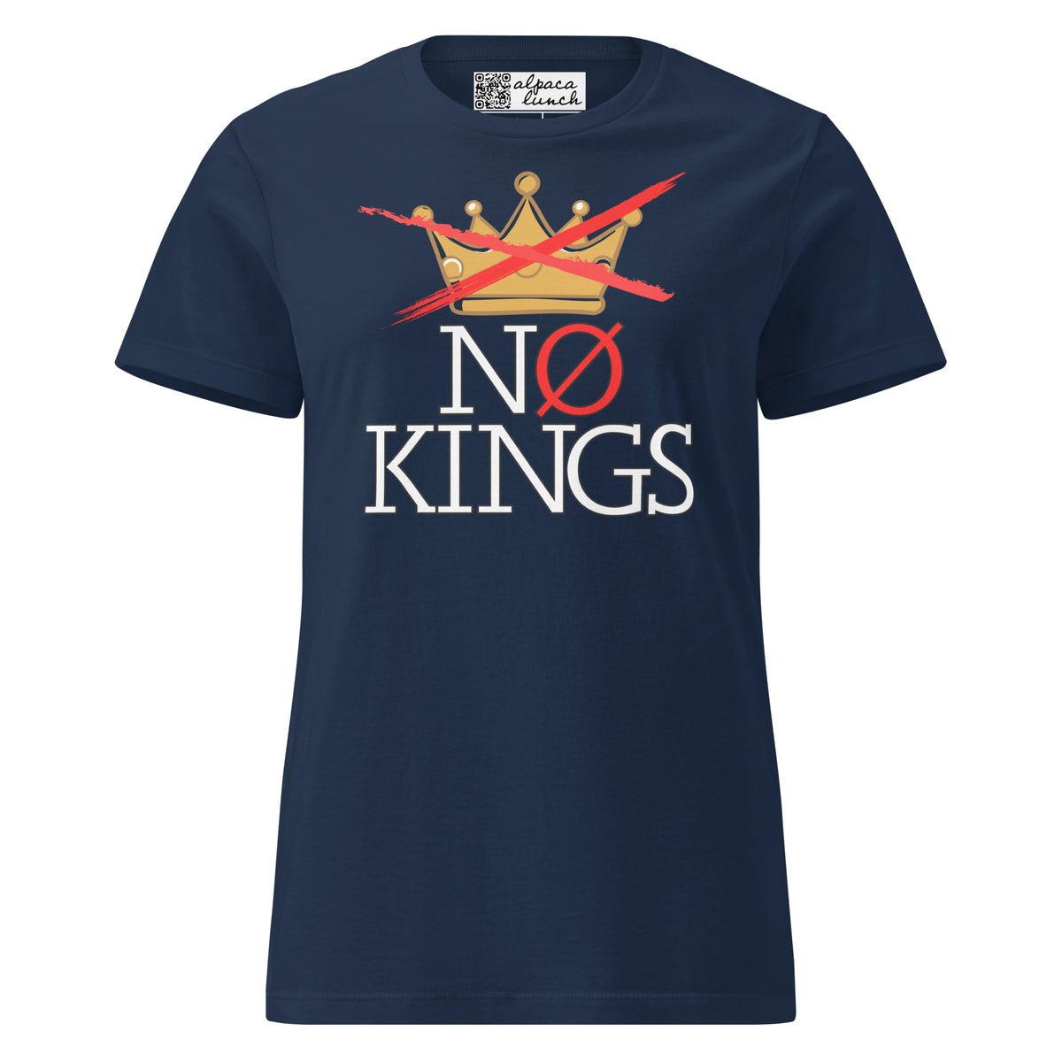 No Kings Crown women’s tee in Navy, front view