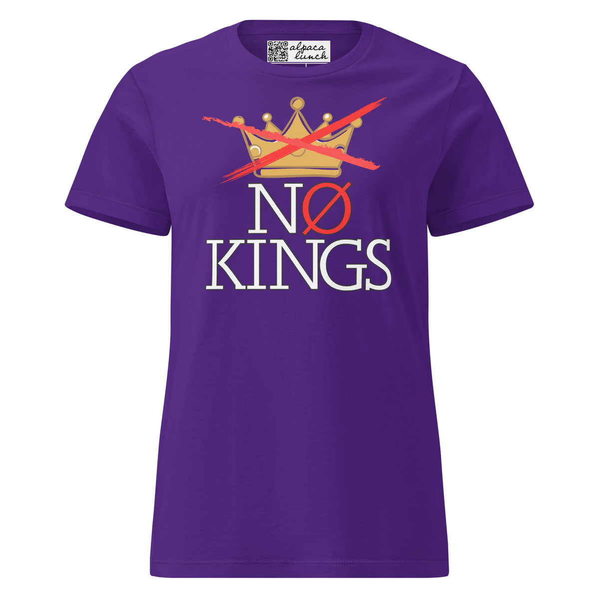No Kings Crown women’s tee in Purple, front view
