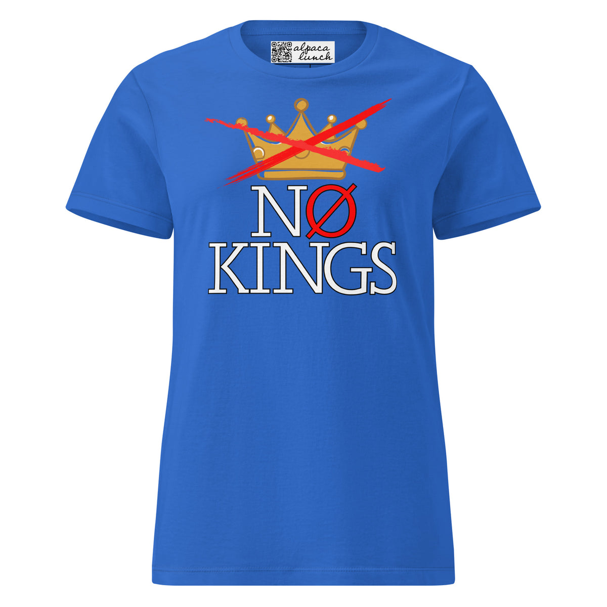 No Kings Crown women’s tee in Royal, front view