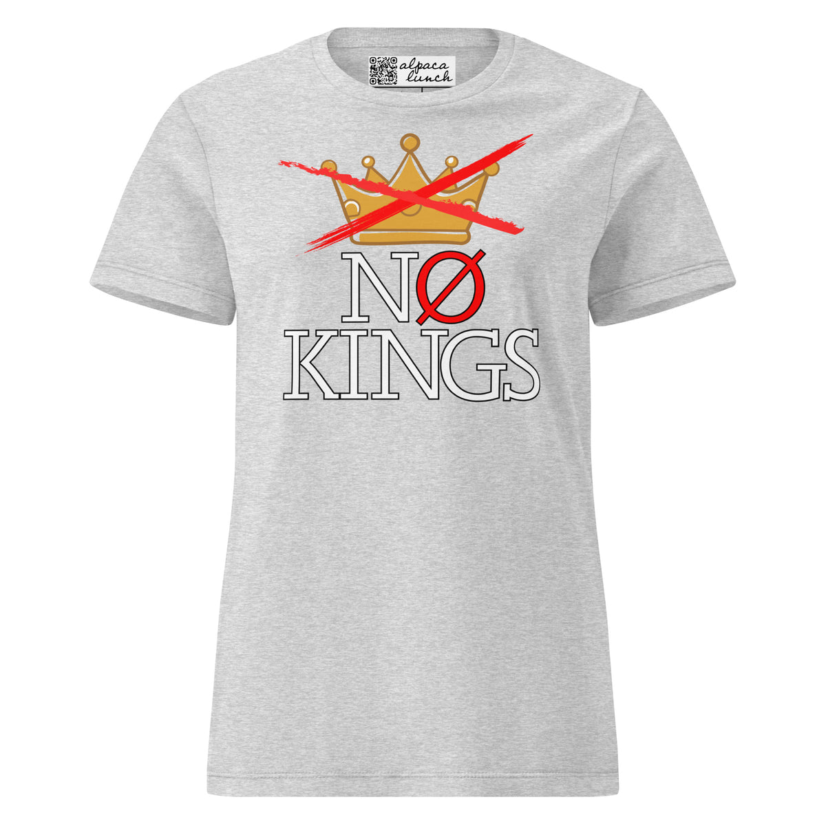 No Kings Crown women’s tee in RS Sport Grey, front view