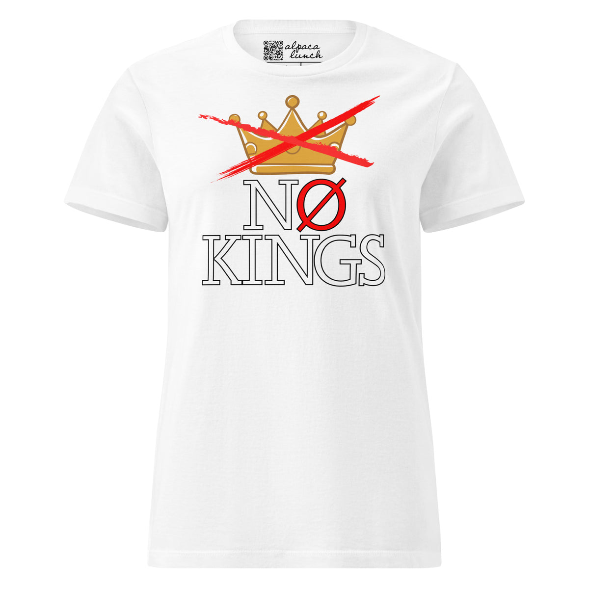 No Kings Crown women’s tee in White, front view