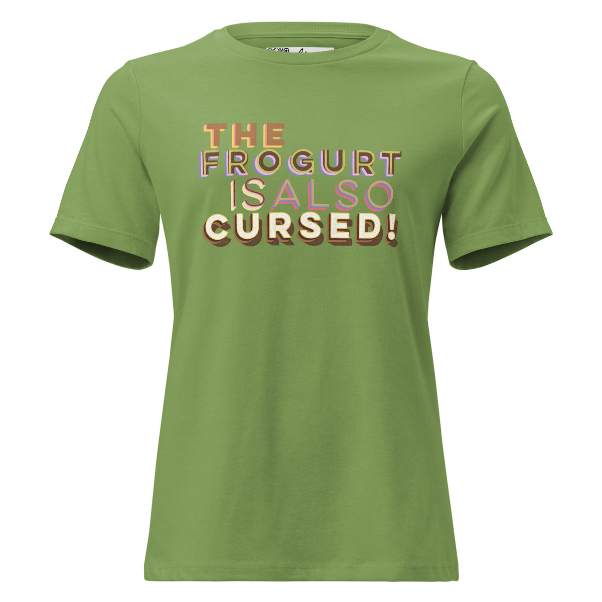 Mmmm, Frogurt! women’s relaxed tee in Leaf, front view