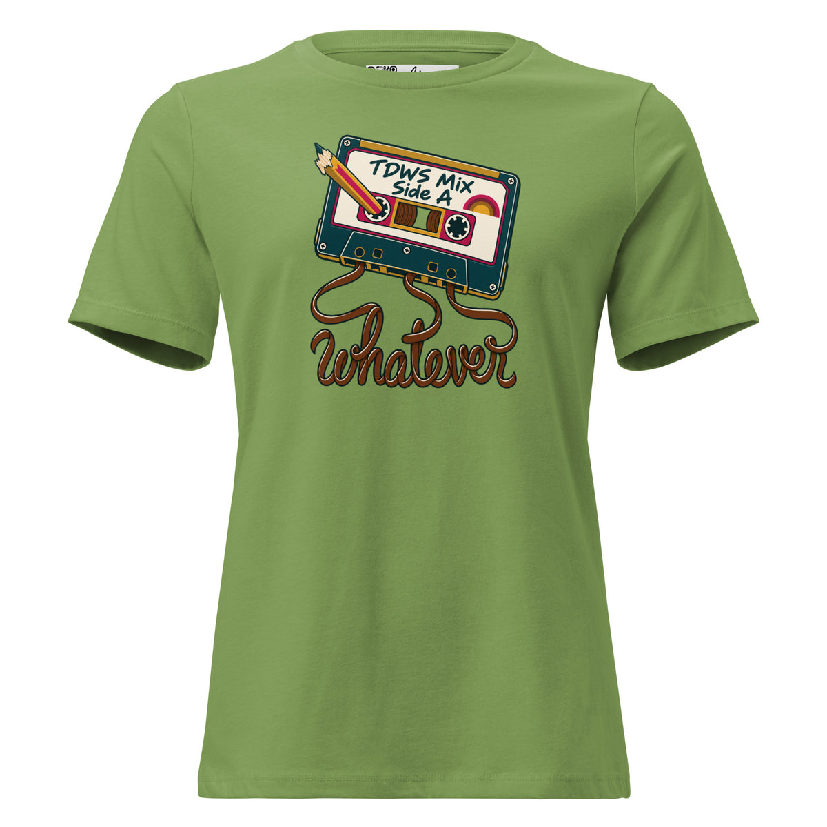 Whatever. mixtape women’s relaxed tee in Leaf, front view