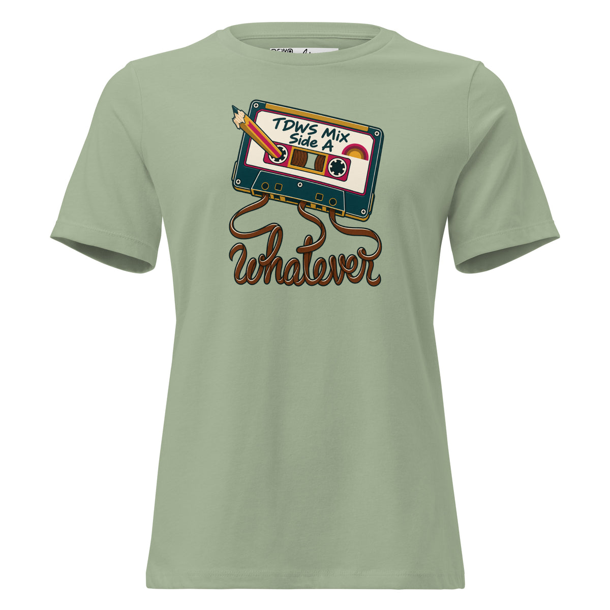 Whatever. mixtape women’s relaxed tee in Sage, front view