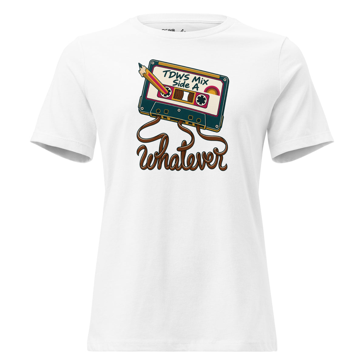 Whatever. mixtape women’s relaxed tee in White, front view